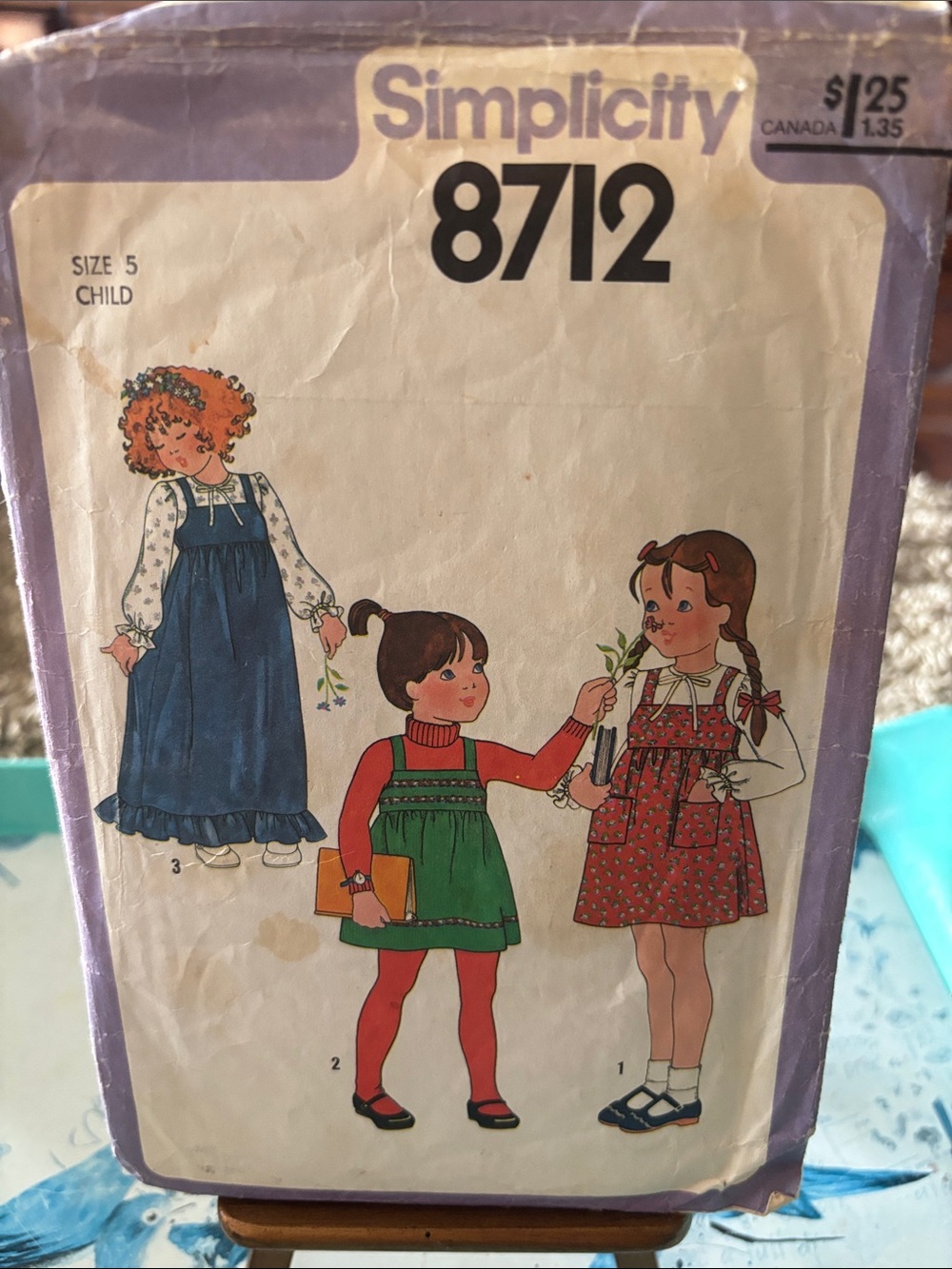 Simplicity Girls Pinafore , child's jumper and blouse from 1978